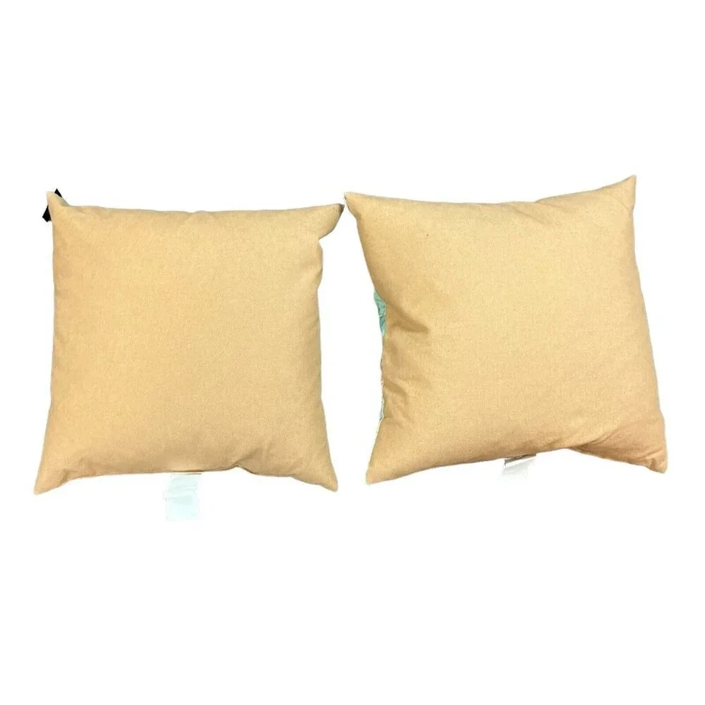 Canvas Throw Pillow Tropical Floral‎ Hibiscus Beach Set Of 2 Duck Feather Filled